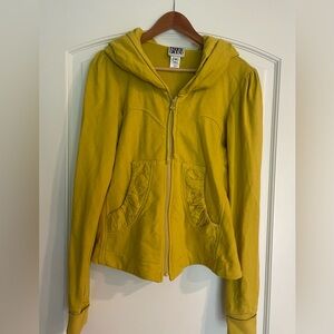 Prairie Underground Yellow Cotton Hooded Zip-Front Hoodie Jacket M